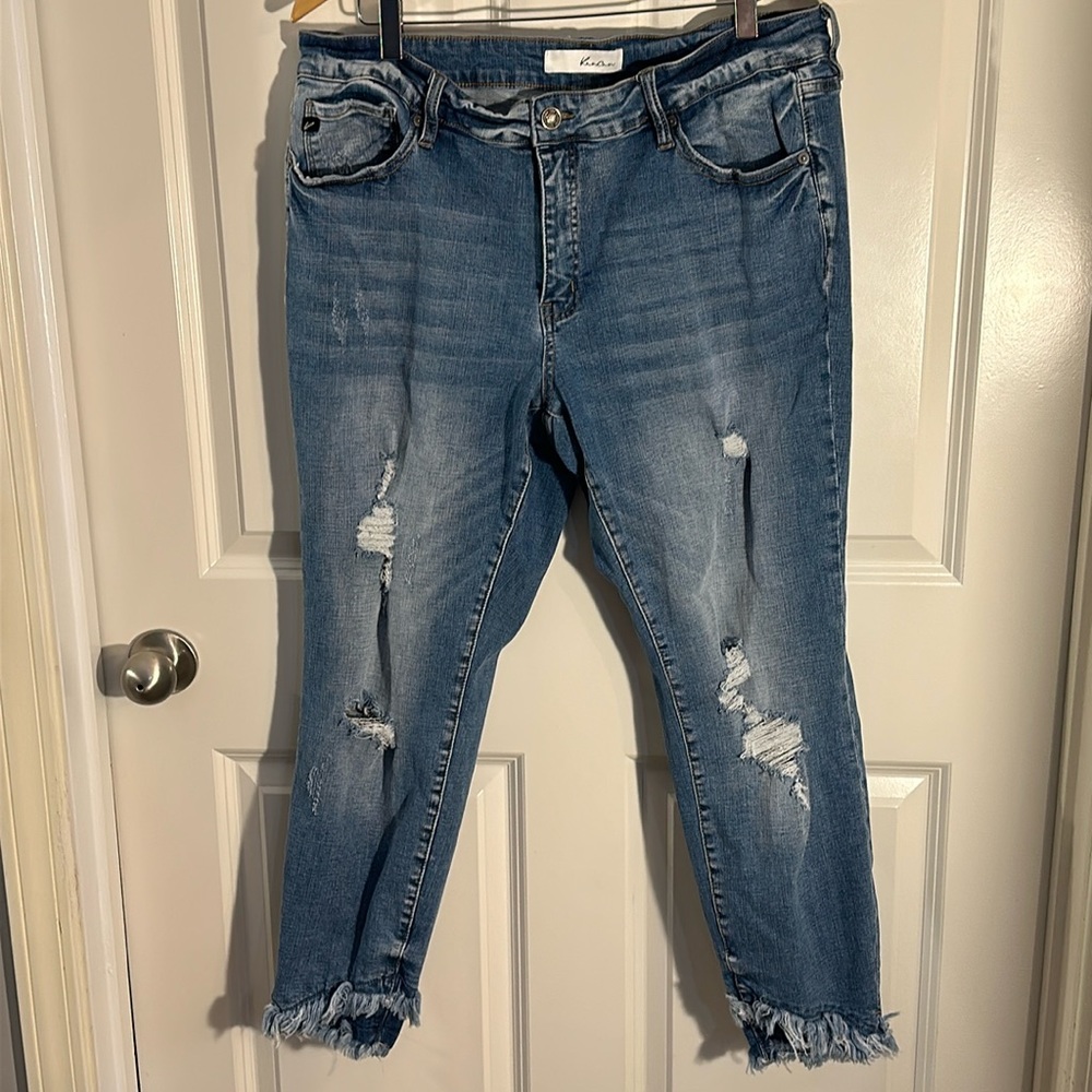 KanCan Gina Women's Plus Distressed Cropped Skinny Jeans sz 2XL
